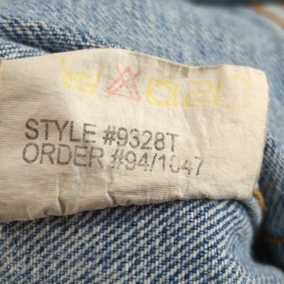 Vintage 90s Trucker Denim Jacket Mens 42T XL Tall Blue Make Hong Kong - Picture 12 of 13